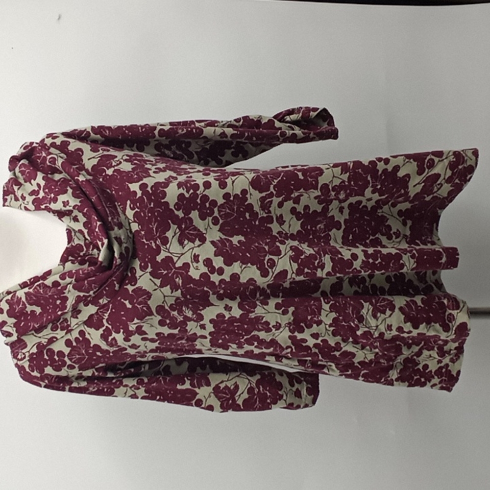 Effies Heart Womens Burgundy & Gray Cherry Print Cowl Neck Tunic Size XL